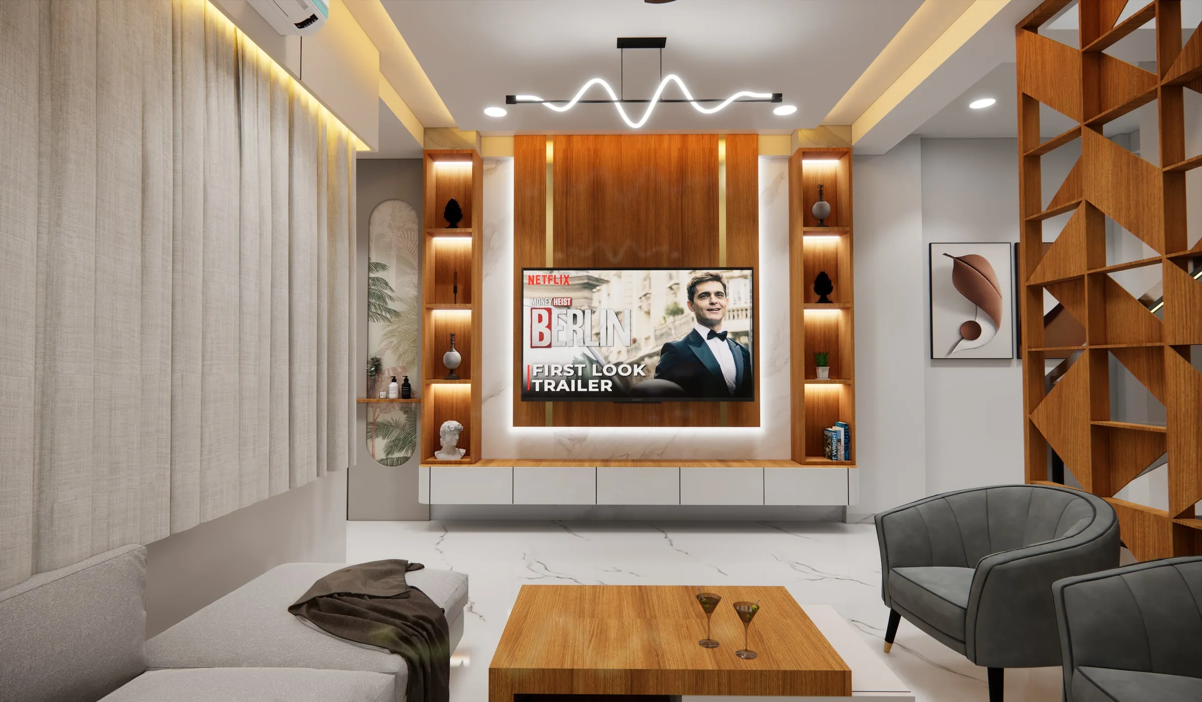 Anusthan Bungalow view 2, interior design by Interior by Jenish, Ahmedabad