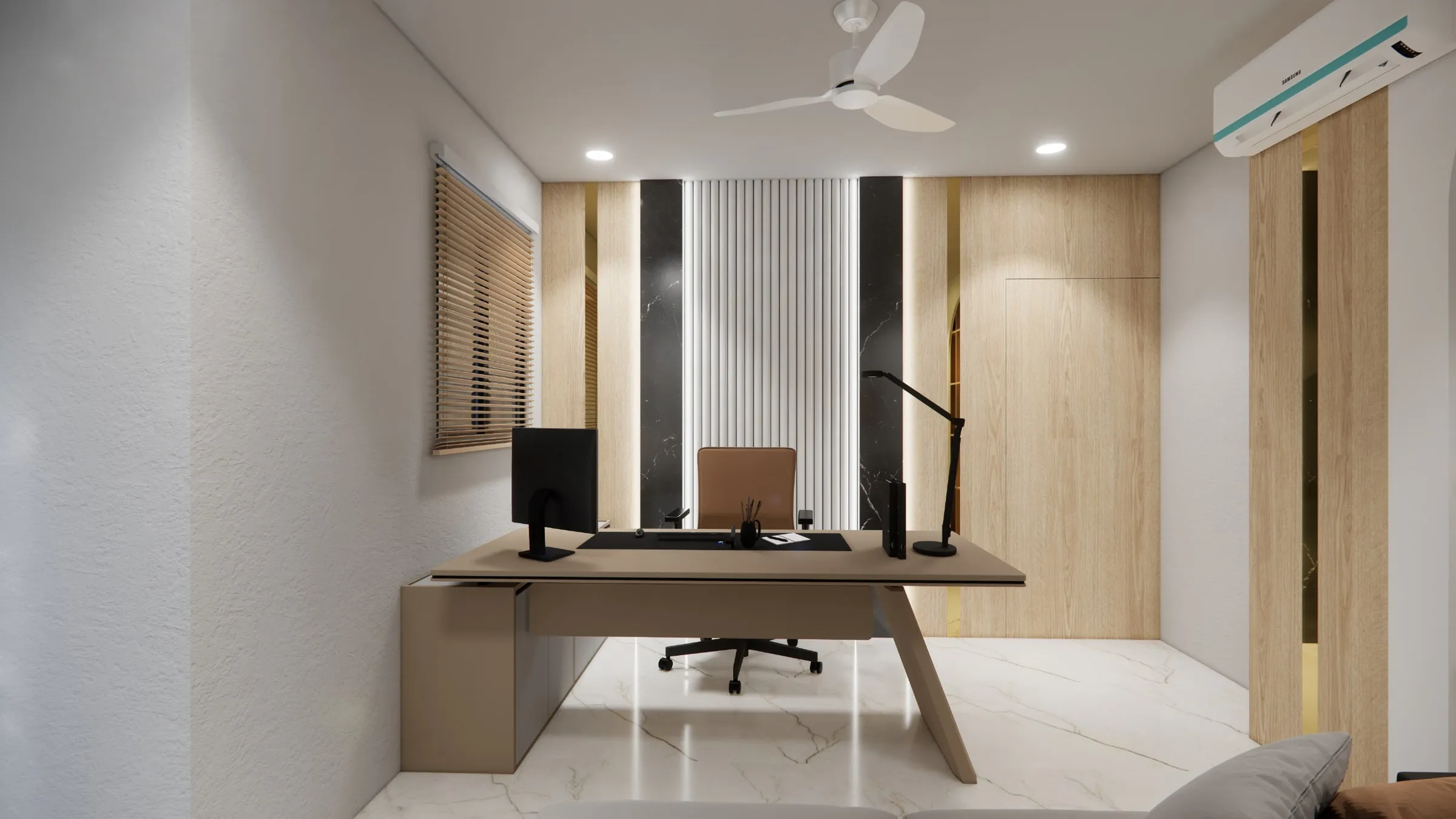 Manager's Cabin — Aegis Steel Cast, interior design by Interior by Jenish, Bakrol