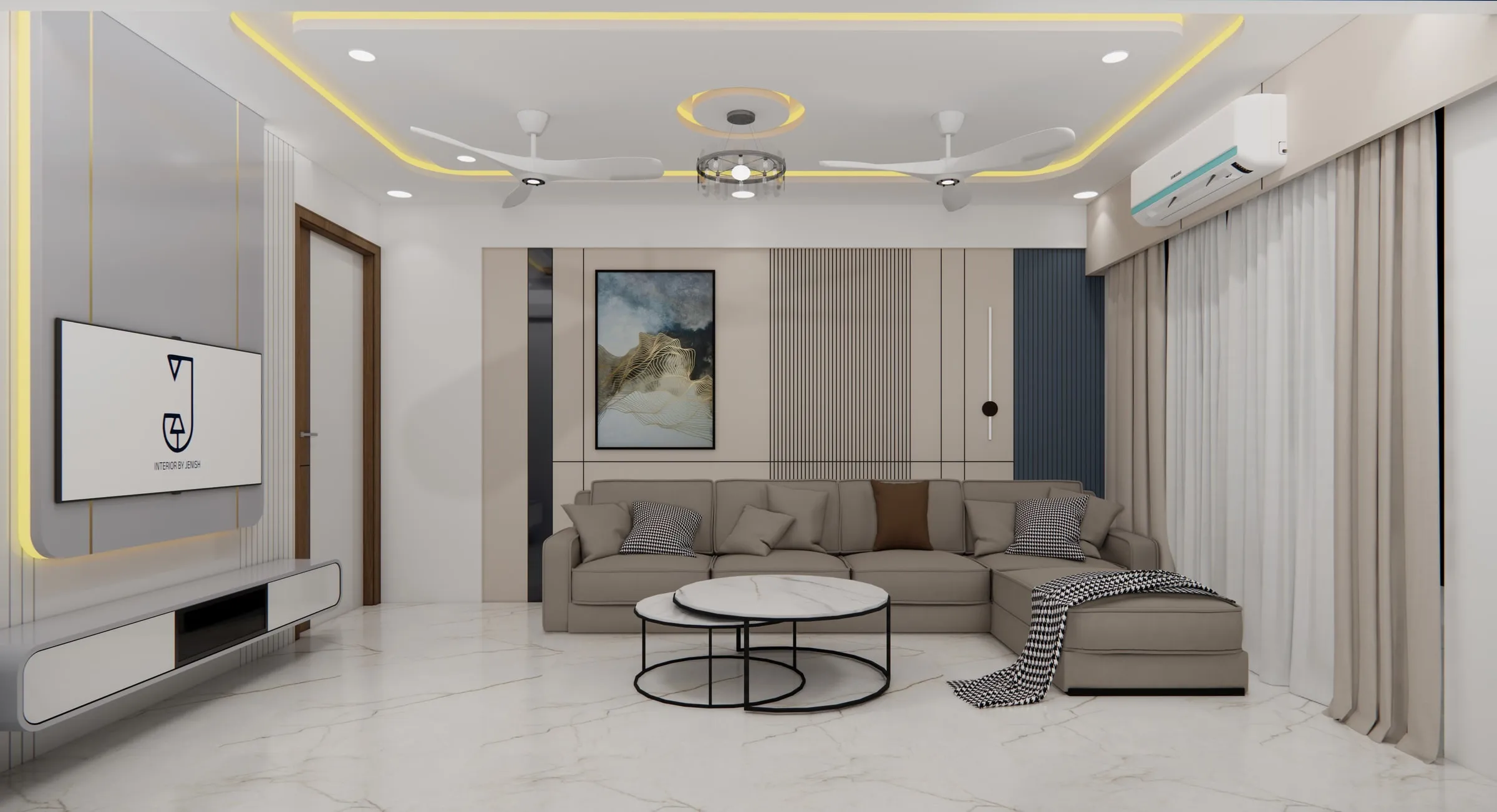Atharv Abode view 3, interior design by Interior by Jenish, Ahmedabad