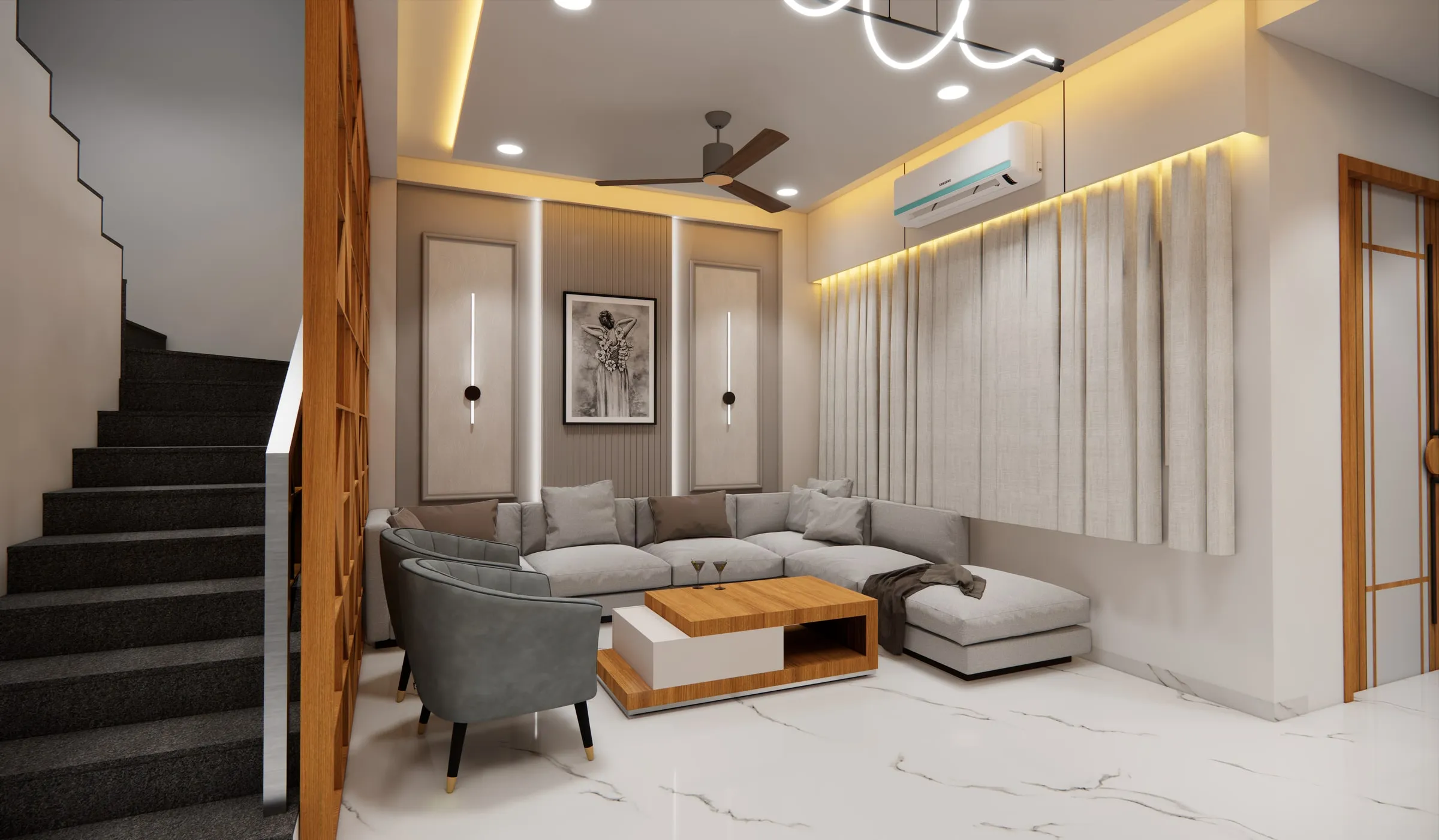 Anusthan Bungalow view 3, interior design by Interior by Jenish, Ahmedabad
